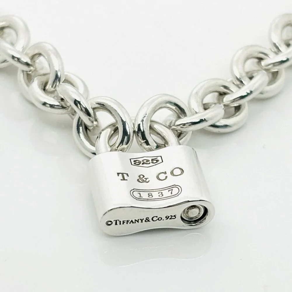 Tiffany & Co 1837 Padlock Rolo Chain Necklace in Sterling Silver - Picture 3 of 9